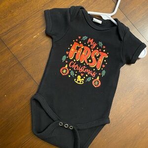 Black My First Christmas Baby Onesie